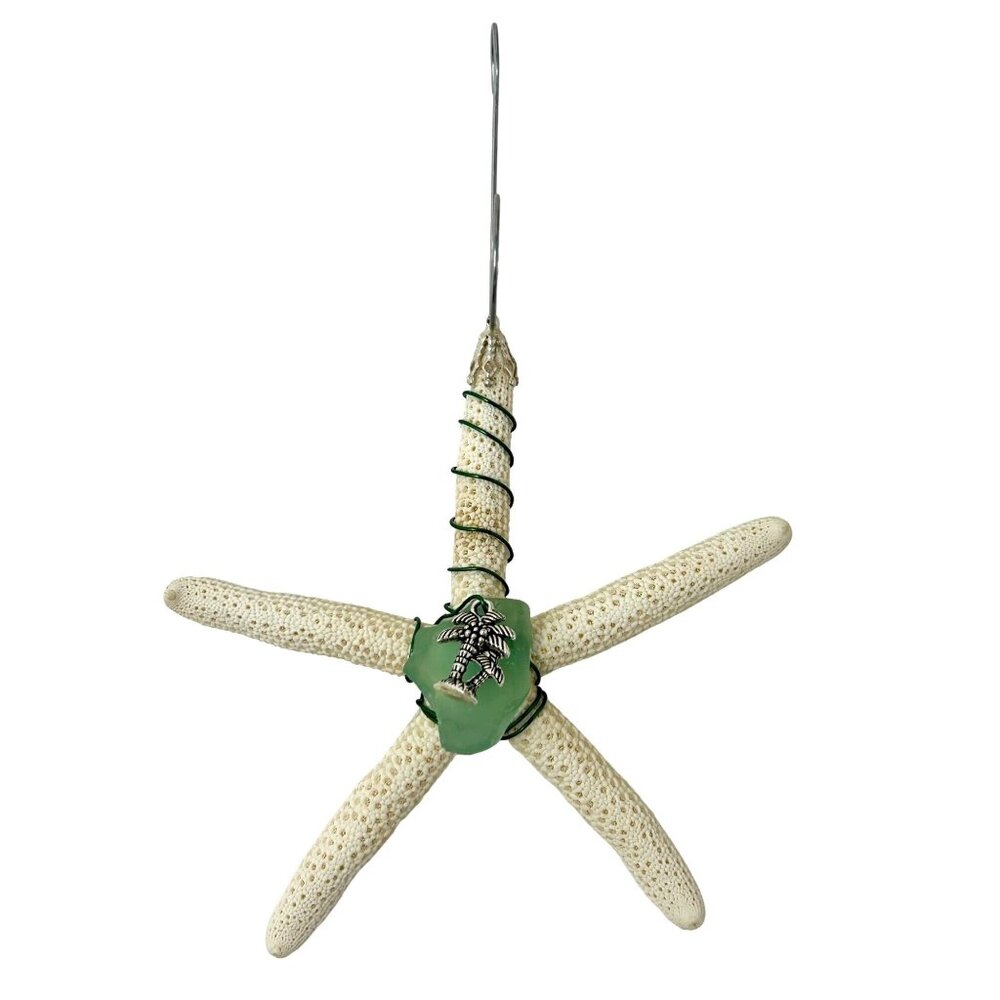 Wire Wrapped Pencil Starfish with Sea‎ Glass Christmas Ornament or Suncatcher